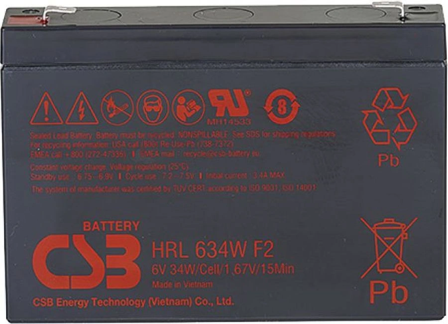 Батарея для ИБП CSB HRL634W F2 FR 6В 34Ач