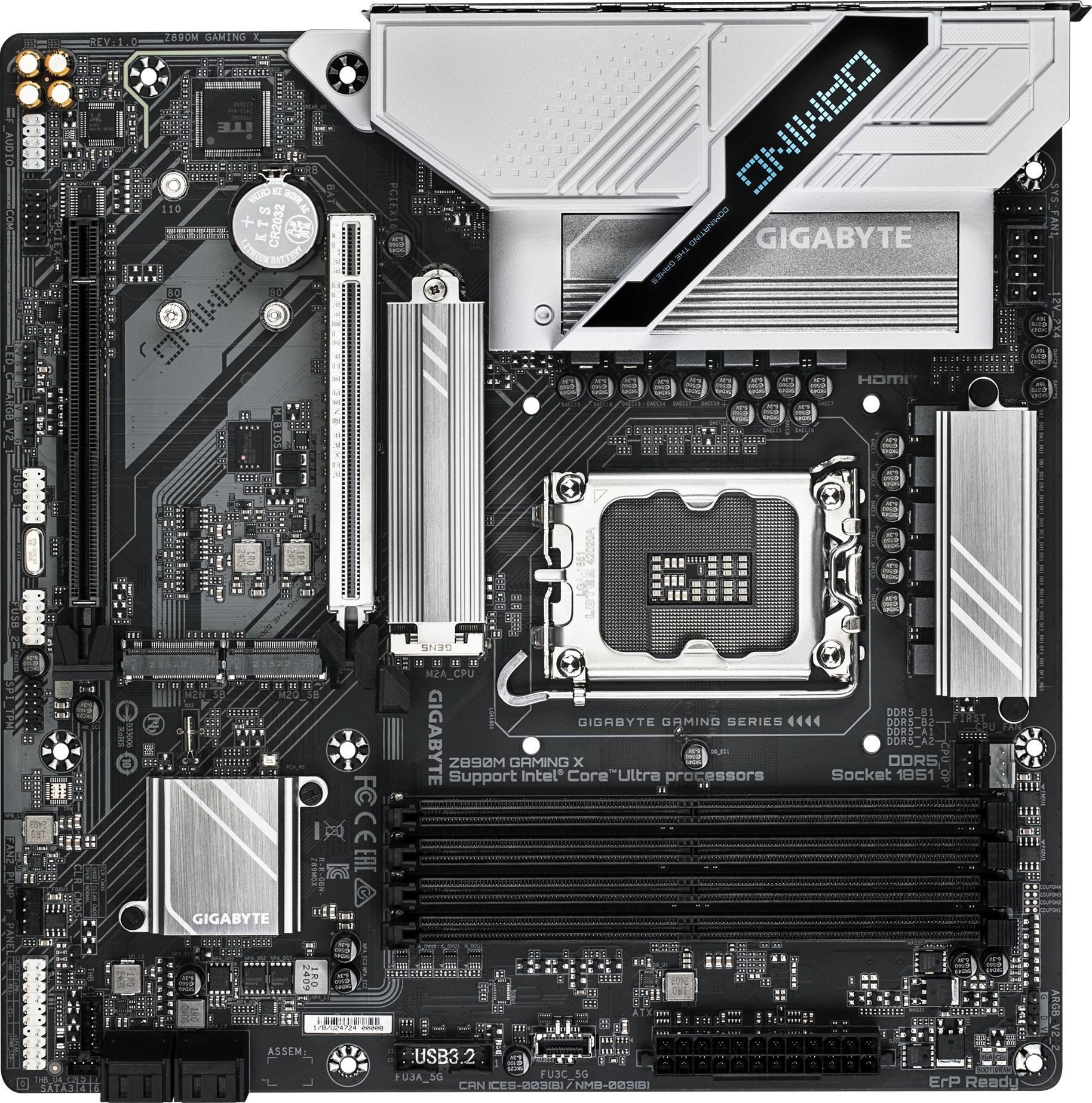 Материнская плата Gigabyte Z890M GAMING X Soc-1851 Intel Z890 4xDDR5 mATX AC`97 8ch(7.1) 2.5Gg RAID+HDMI+DP