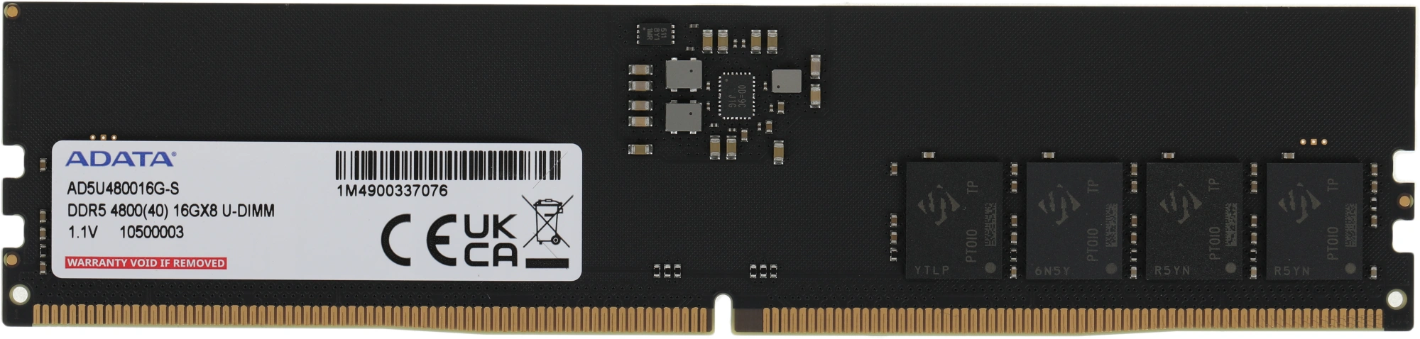 Память DDR5 16GB 4800MHz A-Data AD5U480016G-S RTL PC5-38400 CL40 DIMM 288-pin 1.1В single rank Ret — изображение 3