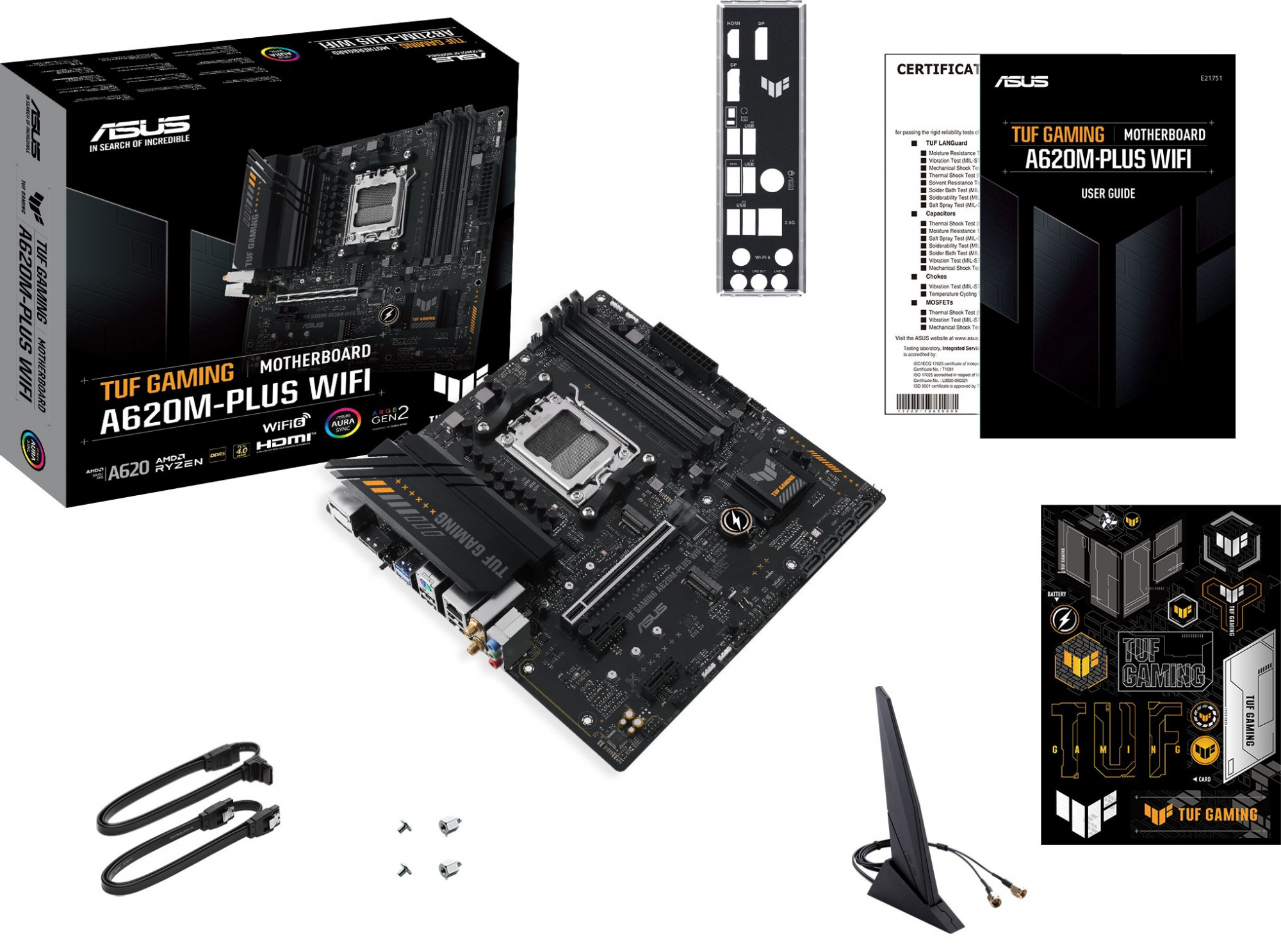 Материнская плата Asus TUF GAMING A620M-PLUS WIFI Socket AM5 AMD A620 4xDDR5 mATX AC`97 8ch(7.1) 2.5Gg RAID+HDMI+DP — изображение 4