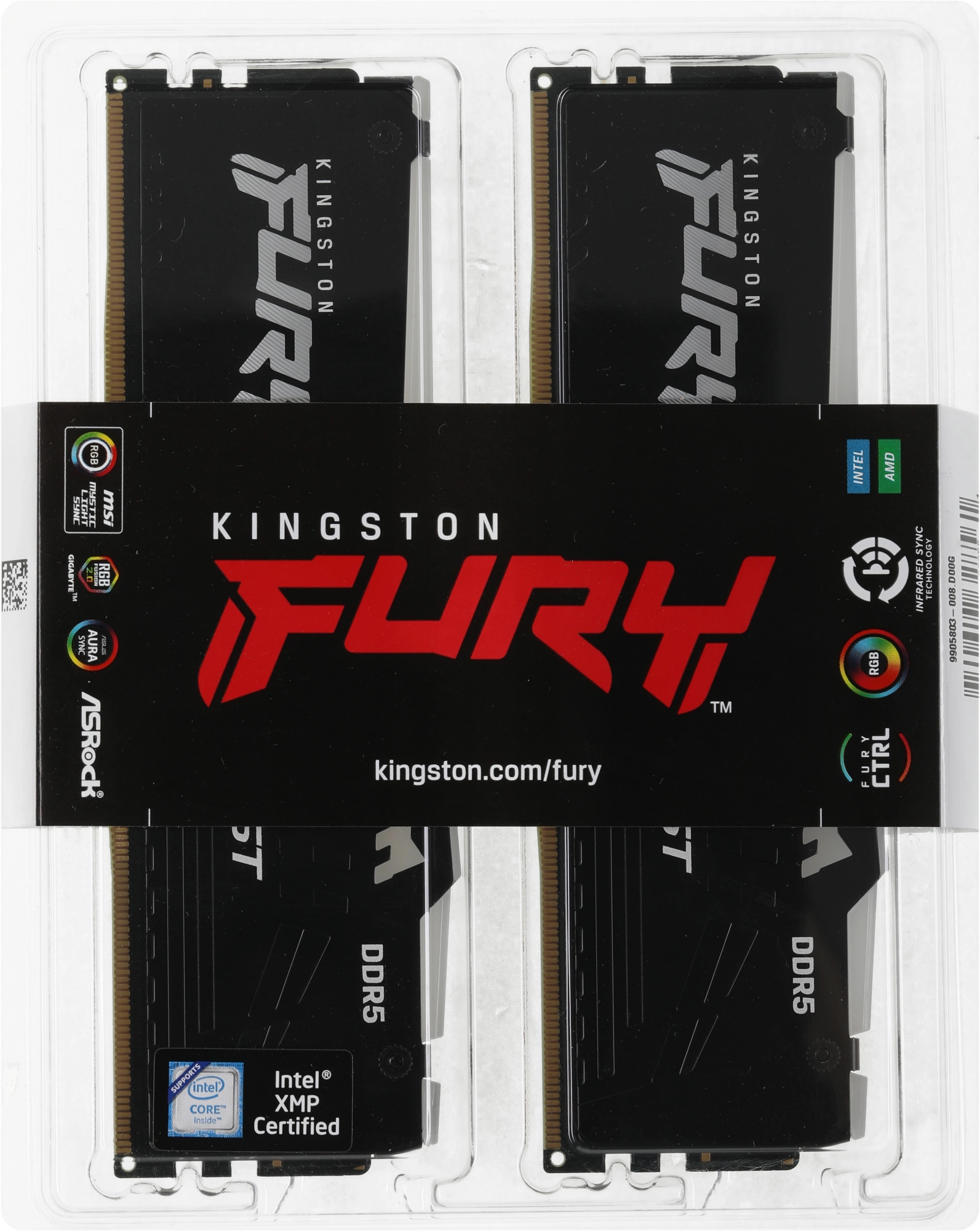 Память DDR5 2x16Gb 5200MHz Kingston KF552C40BBAK2-32 Fury Beast RGB RTL Gaming PC5-41600 CL40 DIMM 288-pin 1.25В single rank с радиатором Ret — изображение 3