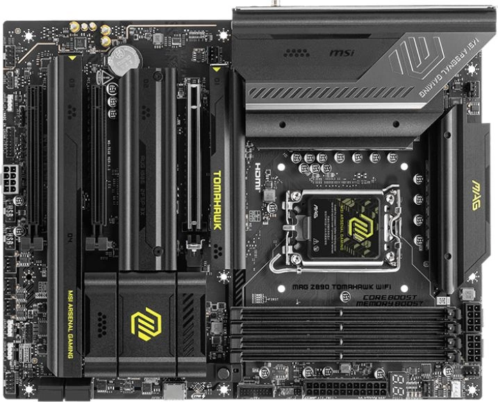 Материнская плата MSI MAG Z890 TOMAHAWK WIFI Soc-1851 Intel Z890 4xDDR5 ATX AC`97 8ch(7.1) 5Gigabit RAID+HDMI
