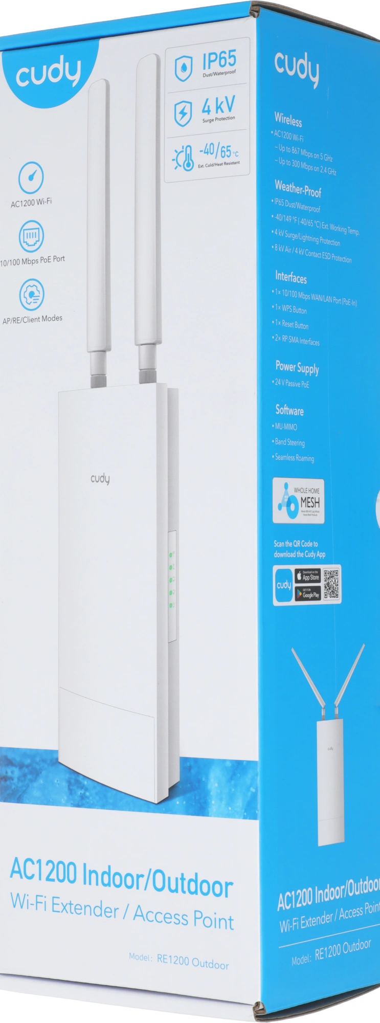 Повторитель беспроводного сигнала Cudy RE1200 OUTDOOR AC1200 Wi-Fi белый — изображение 11