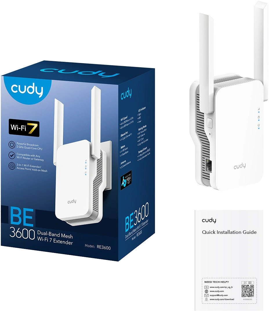 Повторитель беспроводного сигнала Cudy RE3600 BE3600 10/100/1000BASE-T белый — изображение 4