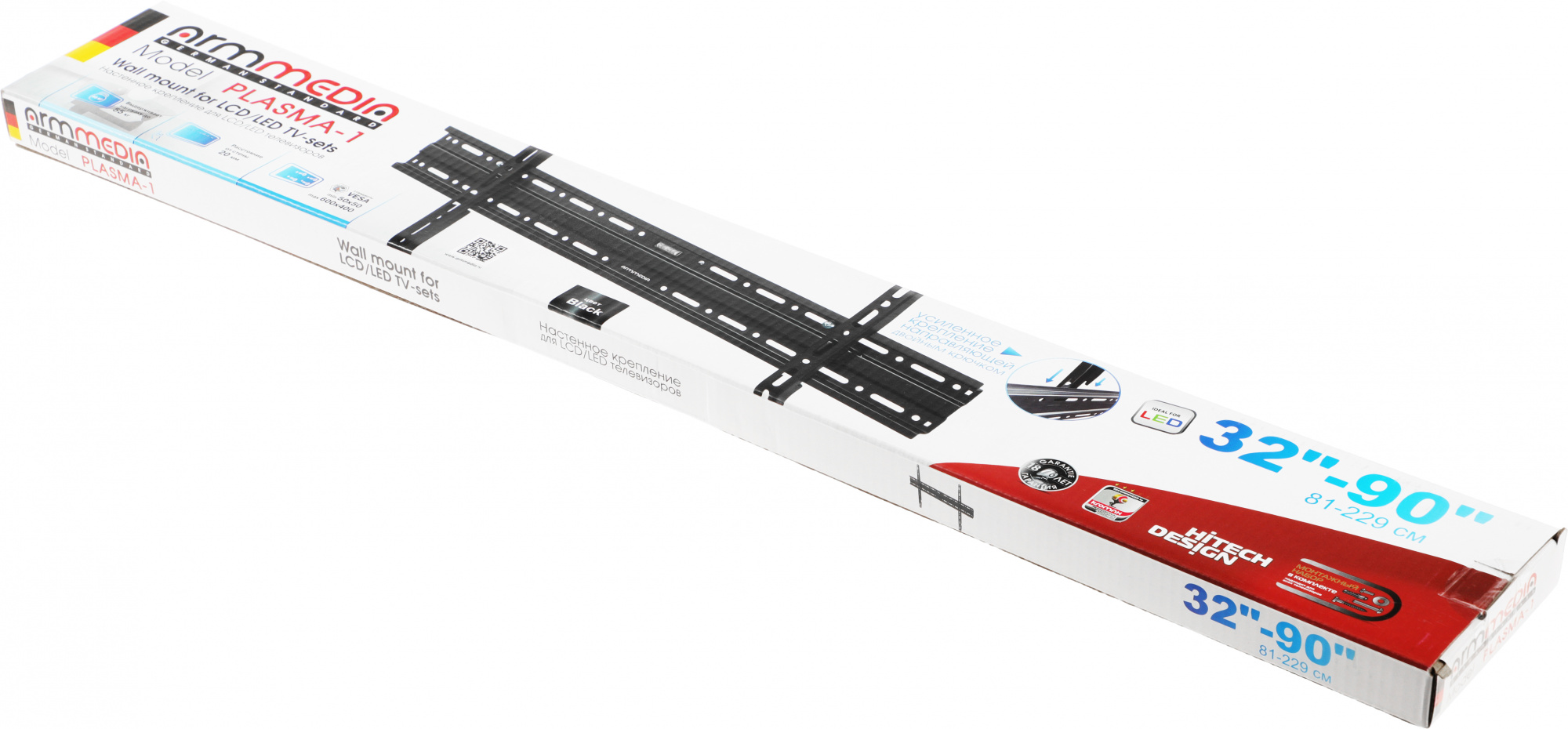 Кронштейн для телевизора Arm Media PLASMA-1 new черный 32"-90" макс.55кг настенный фиксированный
