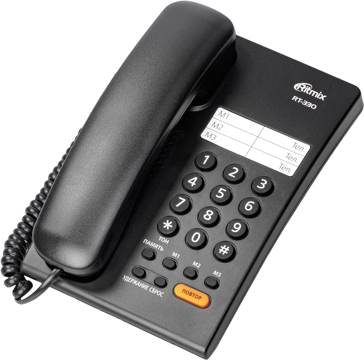 Телефон проводной Ritmix RT-330 черный