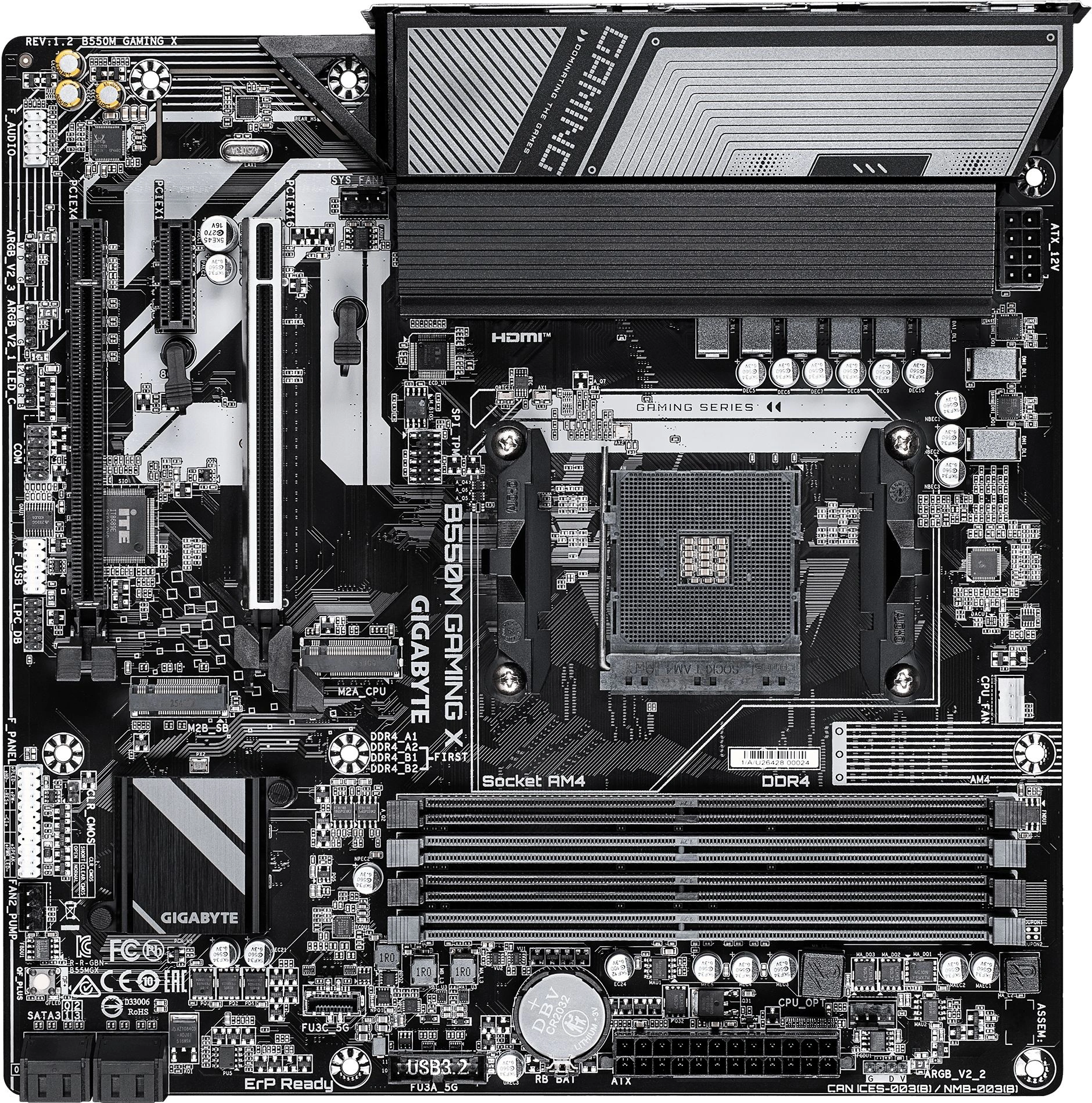 Материнская плата Gigabyte B550M GAMING X Soc-AM4 AMD B550 4xDDR4 mATX AC`97 8ch(7.1) GbLAN RAID+HDMI+DP