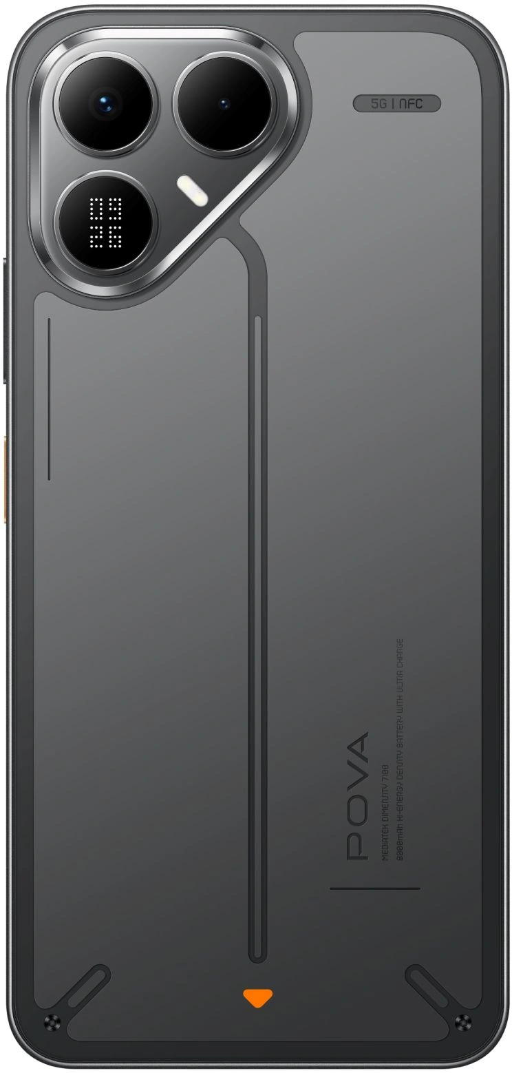 Смартфон Tecno Pova 8 5G 128Gb 8Gb черный моноблок 3G 4G 2Sim 6.76" 1080x2344 Android 16 50Mpix 802.11 a/b/g/n/ac NFC GPS GSM900/1800 Protect — изображение 3