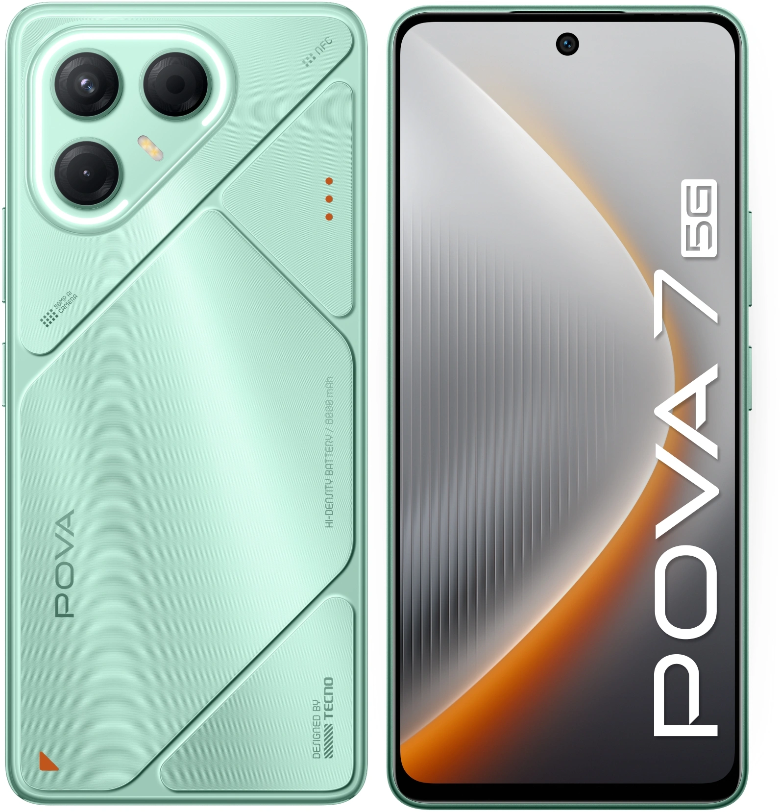 Смартфон Tecno Pova 7 5G 256Gb 8Gb зеленый моноблок 3G 4G 2Sim 6.78" 1080x2460 Android 15 50Mpix 802.11 a/b/g/n/ac/ax NFC GPS GSM900/1800 Protect microSD max1024Gb