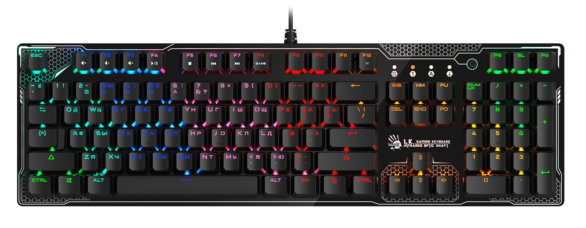 Клавиатура A4Tech B810R Battlefield механическая черный USB for gamer LED (B810R (BATTLEFIELD)) кабель 1.8м