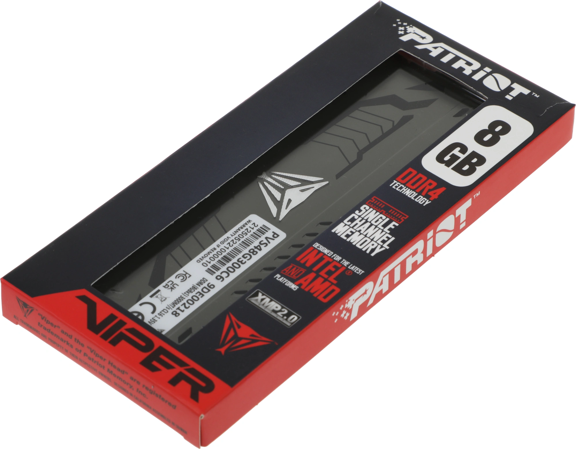 Память DDR4 8Gb 3000MHz Patriot PVS48G300C6 Viper Steel RTL Gaming PC4-24000 CL16 DIMM 288-pin 1.35В single rank с радиатором Ret — изображение 4