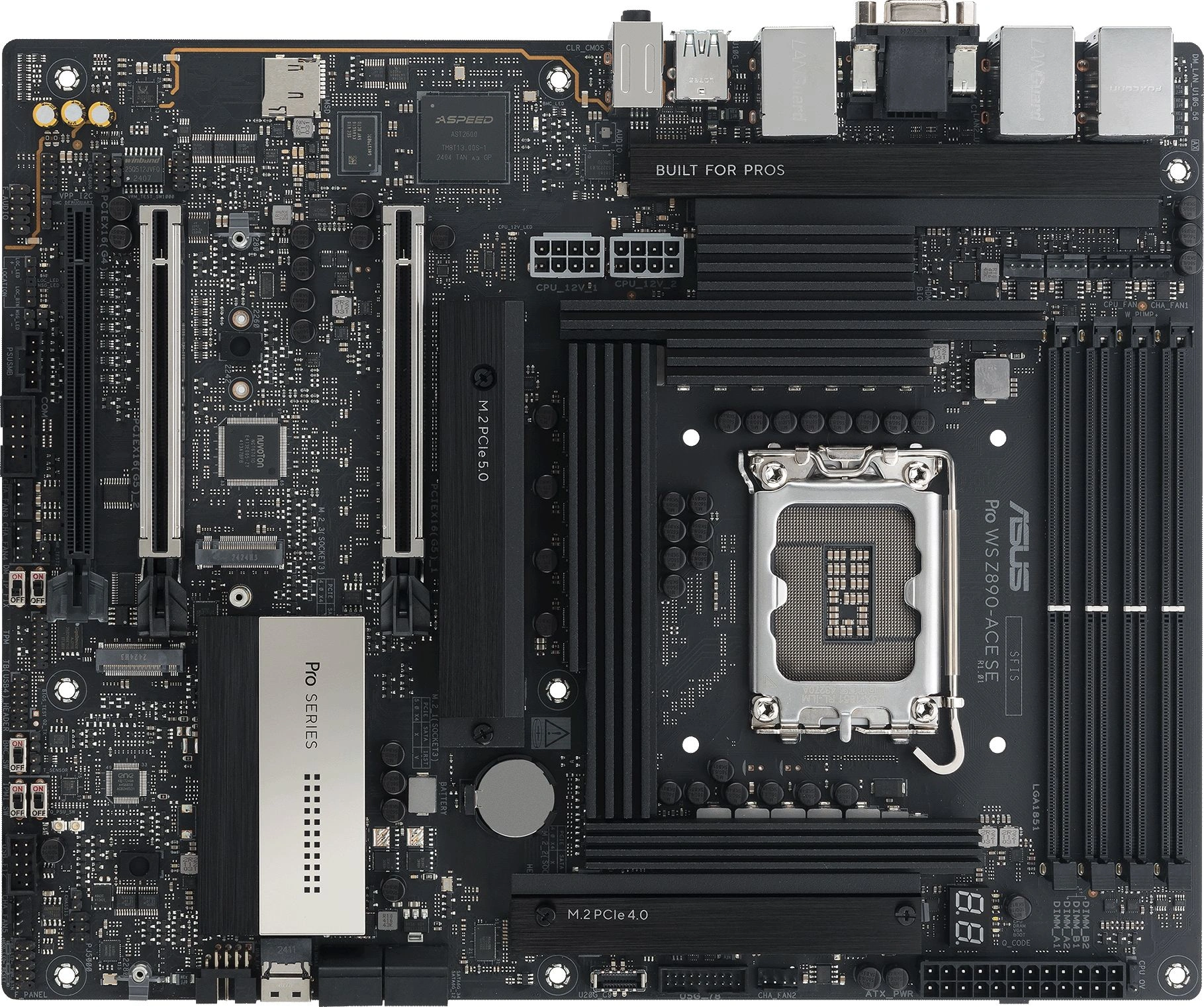 Материнская плата Asus PRO WS Z890-ACE SE Soc-1851 Intel Z890 4xDDR5 ATX AC`97 8ch(7.1) 1x10G/1х2,5G/1xGigabit RAID+HDMI